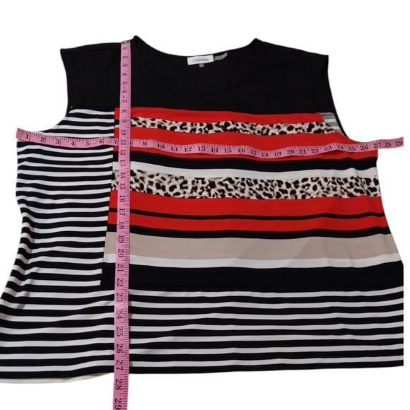 CALVIN KLEIN Top Shirt Plus Size 3X Stretch Career Animal Print Colorblock - Picture 5 of 8